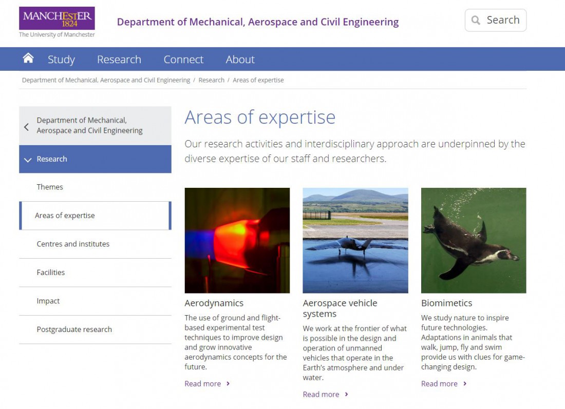 MACE areas of expertise landing page